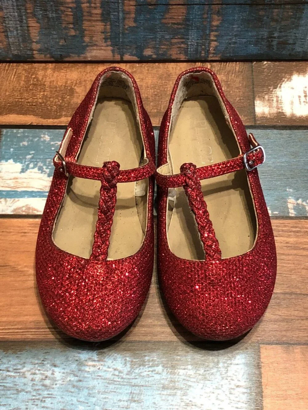 Place Girls Mary Jane Red Dress Shoes Shimmery Baby Size 7